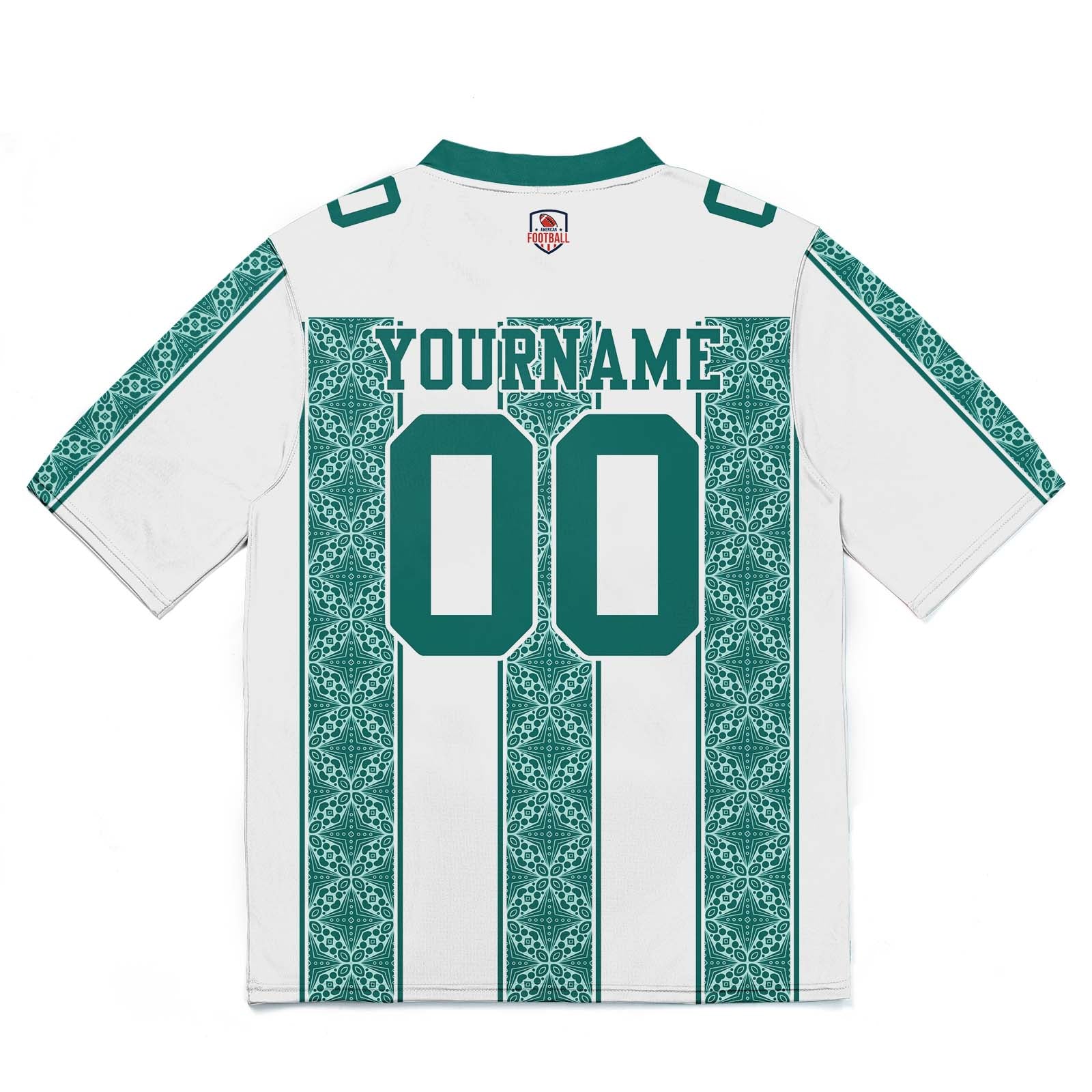 Camiseta de fútbol personalizada con nombre y número del equipo impresos y bordados-color blanco y verde