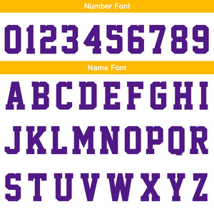 Uniforme de baloncesto personalizado blanco-morado y amarillo con tu logotipo-nombre y número impresos