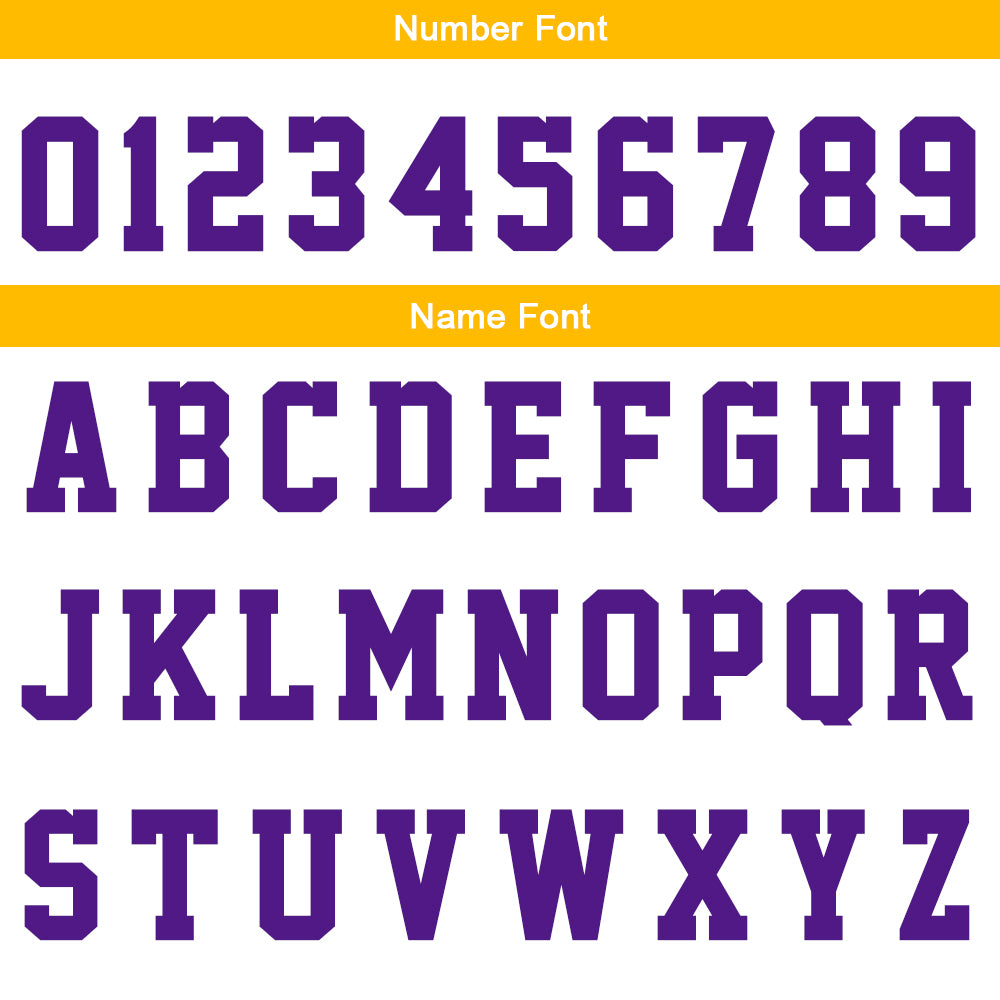 Uniforme de baloncesto personalizado blanco-morado y amarillo con tu logotipo-nombre y número impresos