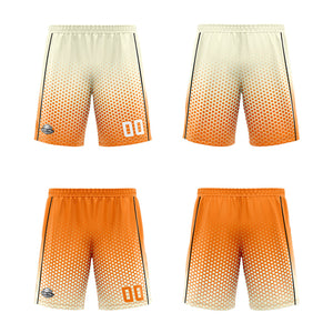 Traje de baloncesto reversible personalizado en crema-naranja y negro para adultos y niños