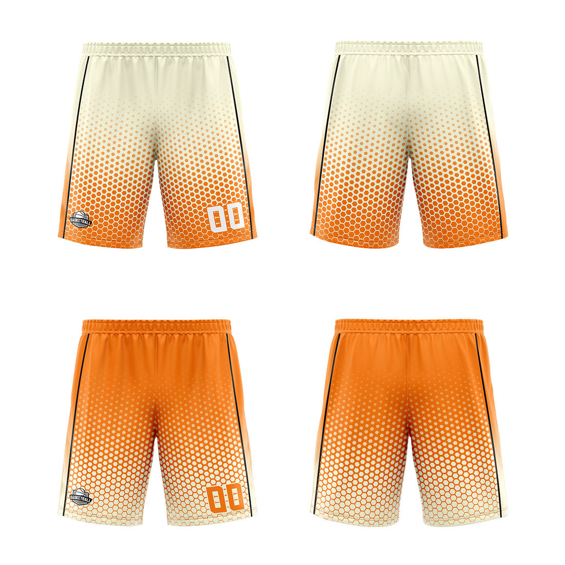 Traje de baloncesto reversible personalizado en crema-naranja y negro para adultos y niños