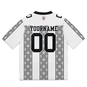 Camiseta de fútbol personalizada con nombre y número del equipo impresos y bordados-color blanco y negro
