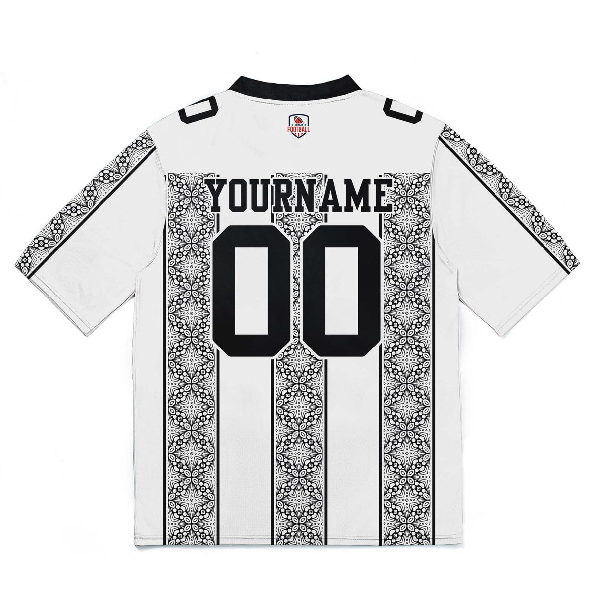 Camiseta de fútbol personalizada con nombre y número del equipo impresos y bordados-color blanco y negro