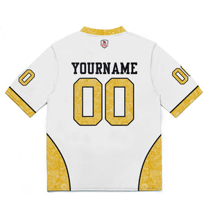 Camiseta de fútbol personalizada con nombre y número del equipo bordados-color blanco y amarillo