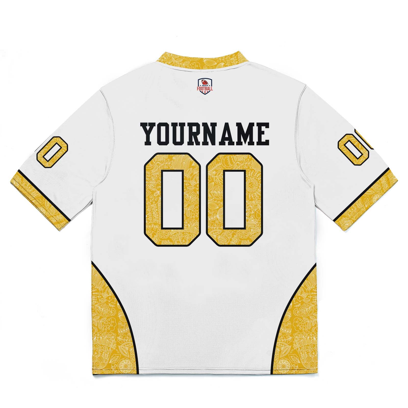 Camiseta de fútbol personalizada con nombre y número del equipo bordados-color blanco y amarillo
