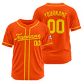 Camiseta de béisbol personalizada con diseño bordado & estilo hip hop & color naranja y amarillo