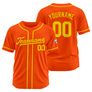 Camiseta de béisbol personalizada con diseño bordado & estilo hip hop & color naranja y amarillo