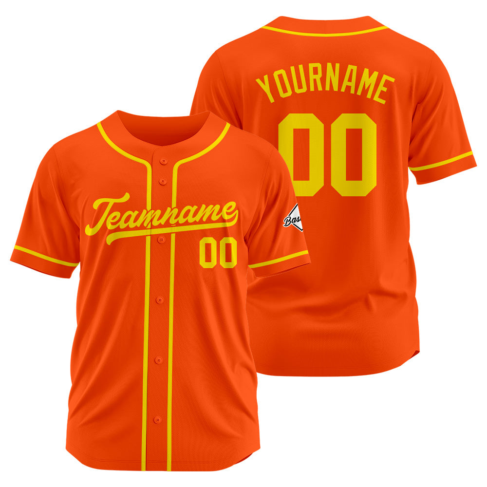 Camiseta de béisbol personalizada con diseño bordado & estilo hip hop & color naranja y amarillo