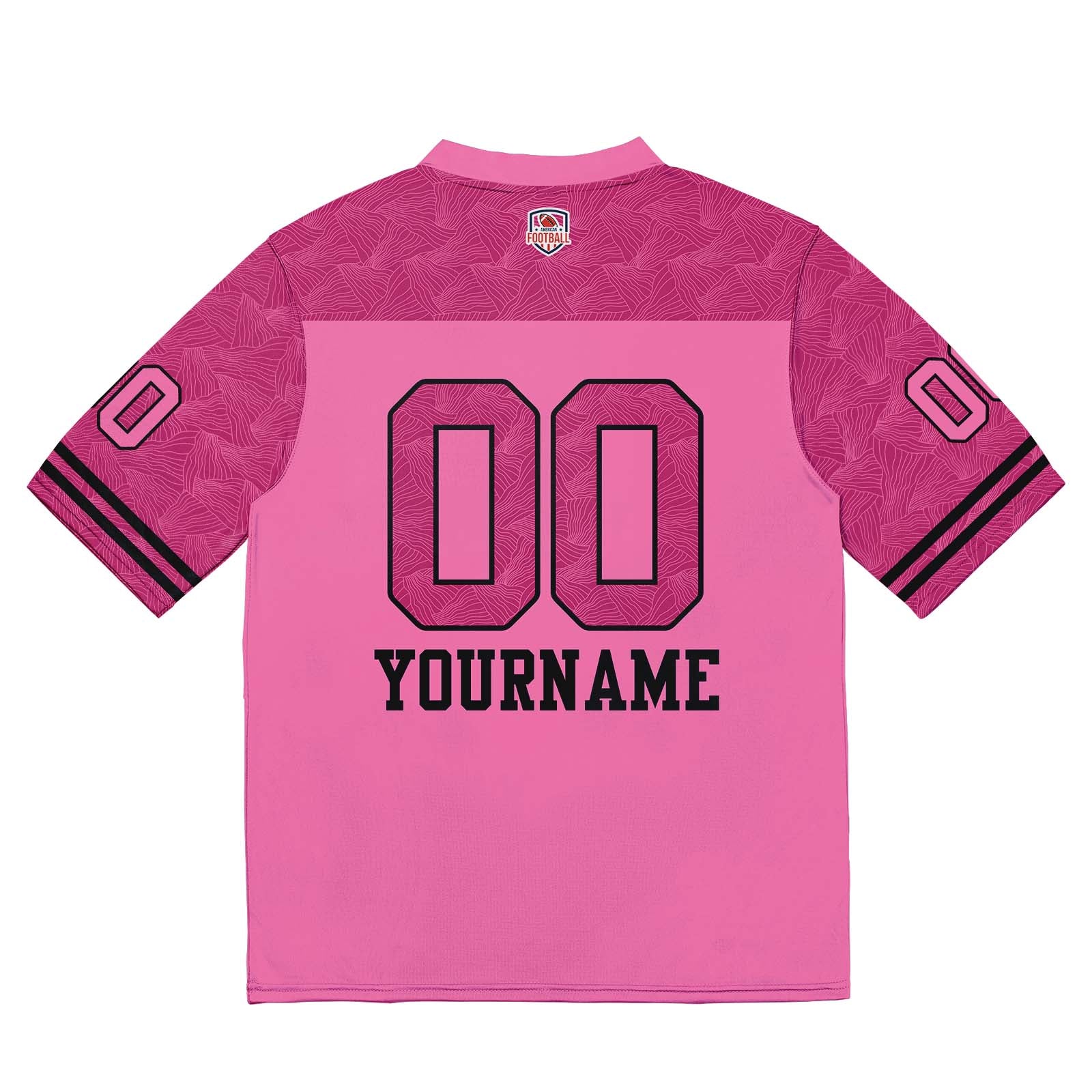 Camiseta de fútbol personalizada con nombre y número del equipo impresos y bordados-color rosa