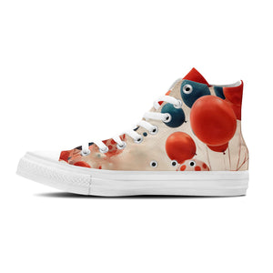 Abstract Float: Sumérgete en un mundo de estilo con zapatillas de lona de media caña para hombre y mujer El estampado de globos de lunares transforma cada paso en una expresión abstracta de fantasía y elegancia