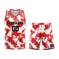 Uniforme de baloncesto personalizado rojo y blanco con tu logotipo-nombre y número impresos