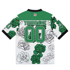 Camiseta de fútbol personalizada con nombre y número del equipo impresos y bordados-color verde