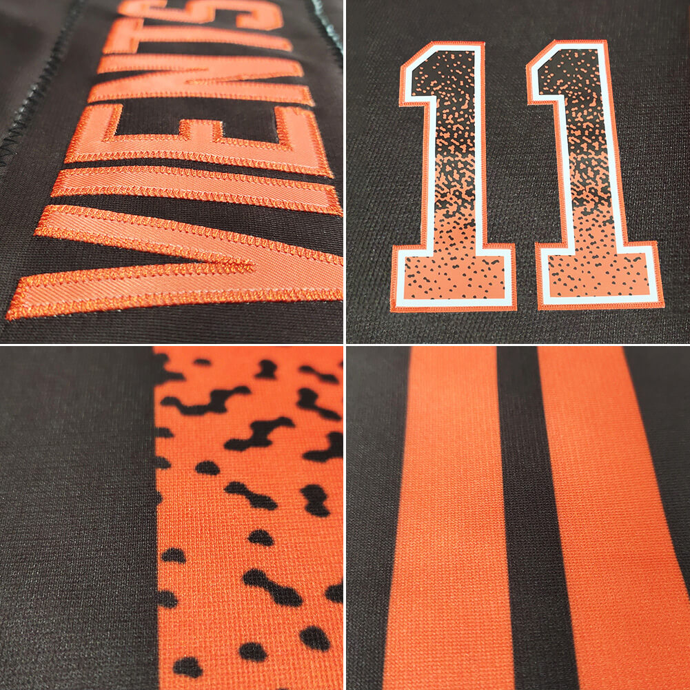 custom authentic drift fashion football jersey black-orange mesh