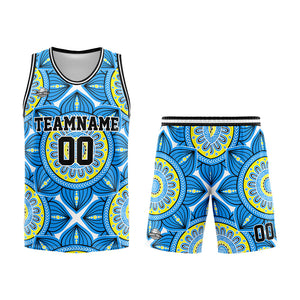 Uniforme de baloncesto azul personalizado con tu logotipo-nombre y número impresos