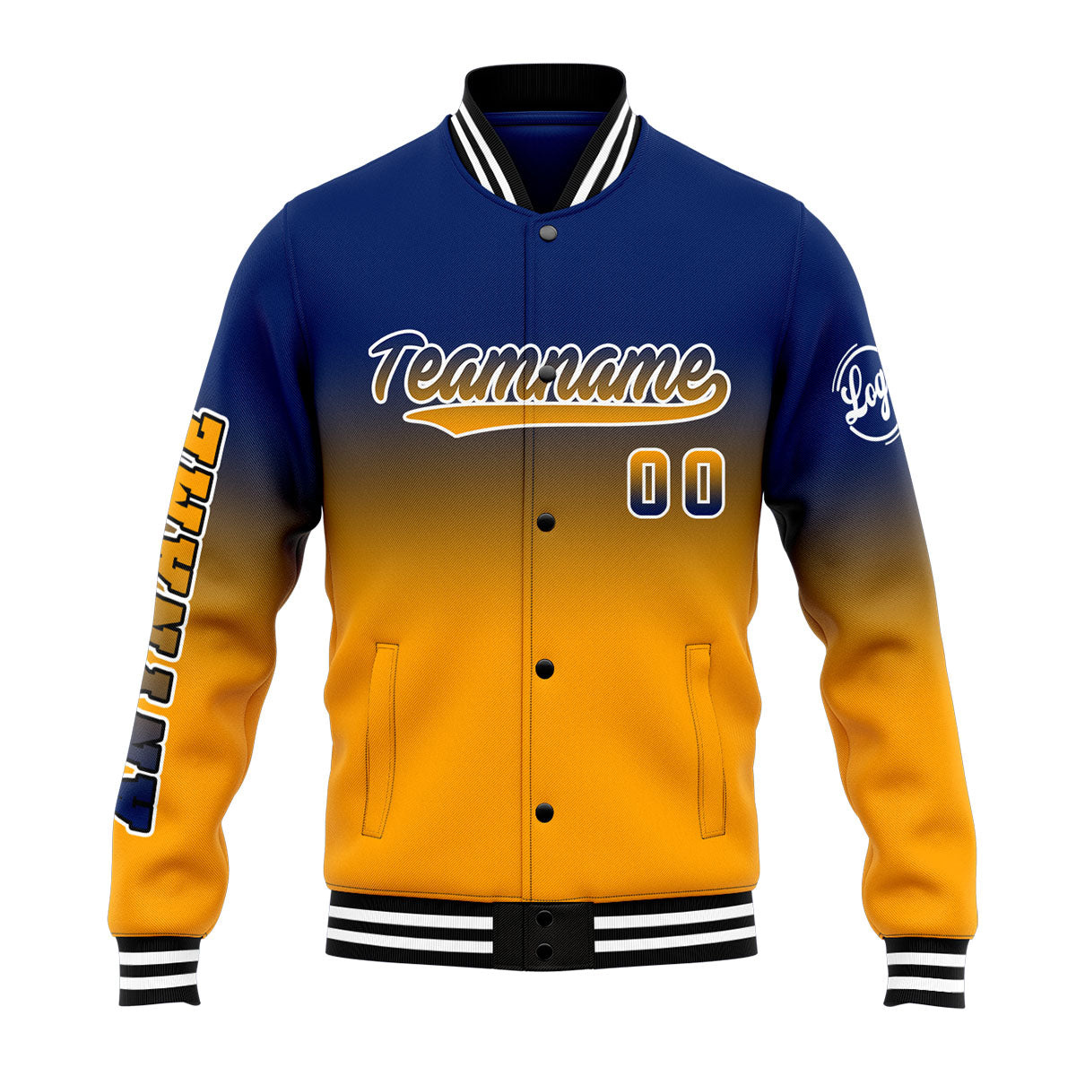 Chaqueta universitaria personalizada estilo Letterman para hombres-mujeres y jóvenes-color azul marino y naranja
