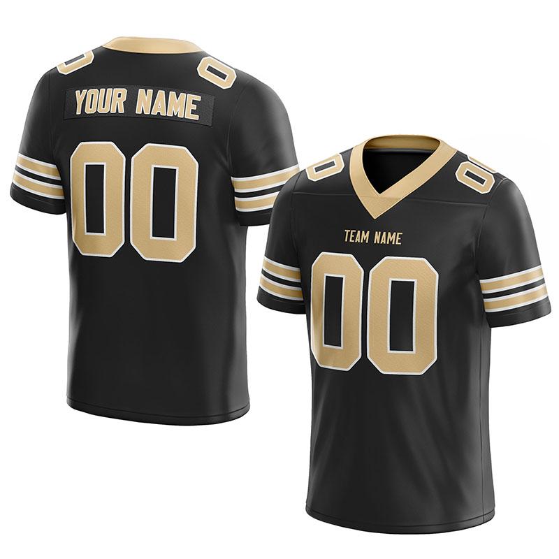 custom authentic football jersey black-gold mesh