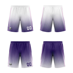 Traje de baloncesto reversible personalizado blanco-morado y rosa para adultos y niños
