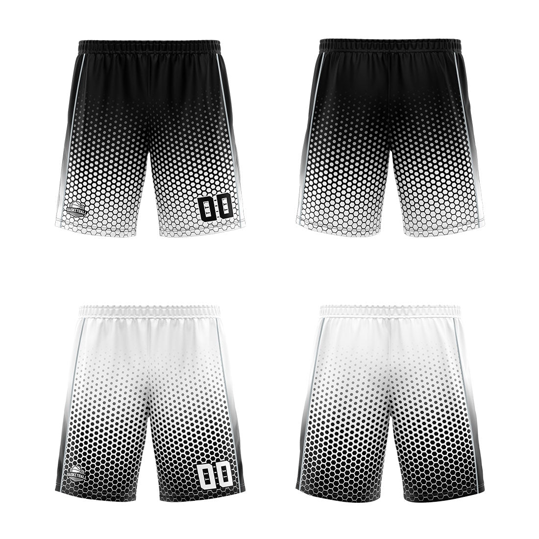 Traje de baloncesto reversible personalizado en negro-blanco y gris para adultos y niños