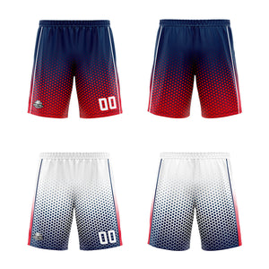 Traje de baloncesto reversible azul marino-rojo y blanco personalizado para adultos y niños