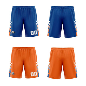 Traje de baloncesto reversible azul-naranja y blanco personalizado para adultos y niños