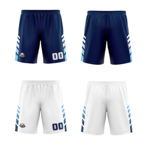 Traje de baloncesto reversible personalizado azul marino-blanco y azul claro para adultos y niños