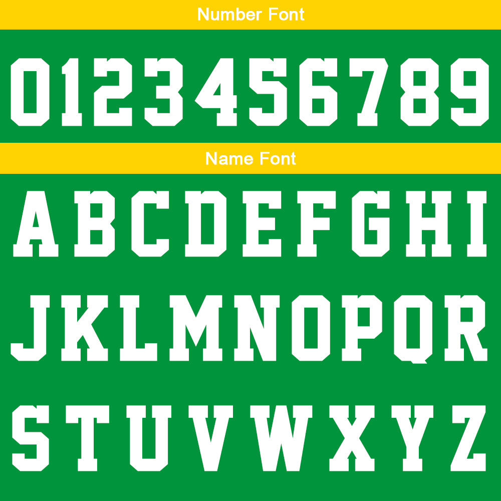 Uniforme de baloncesto personalizado verde-amarillo y blanco con tu logotipo-nombre y número impresos