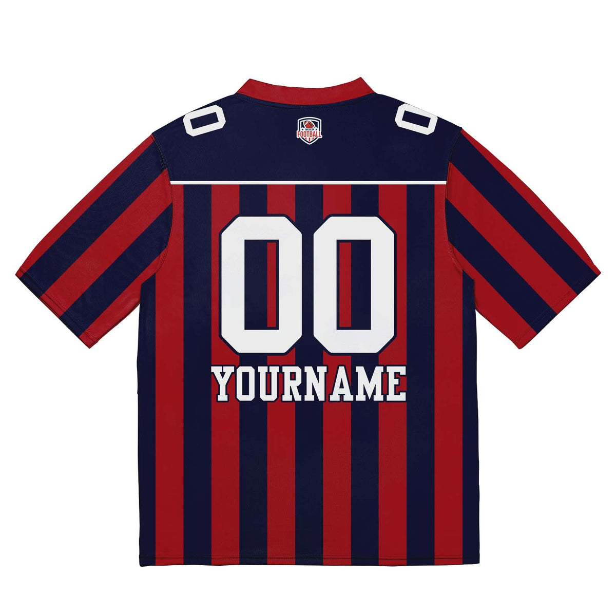 Camiseta de fútbol personalizada con nombre y número del equipo bordados-color rojo y azul marino