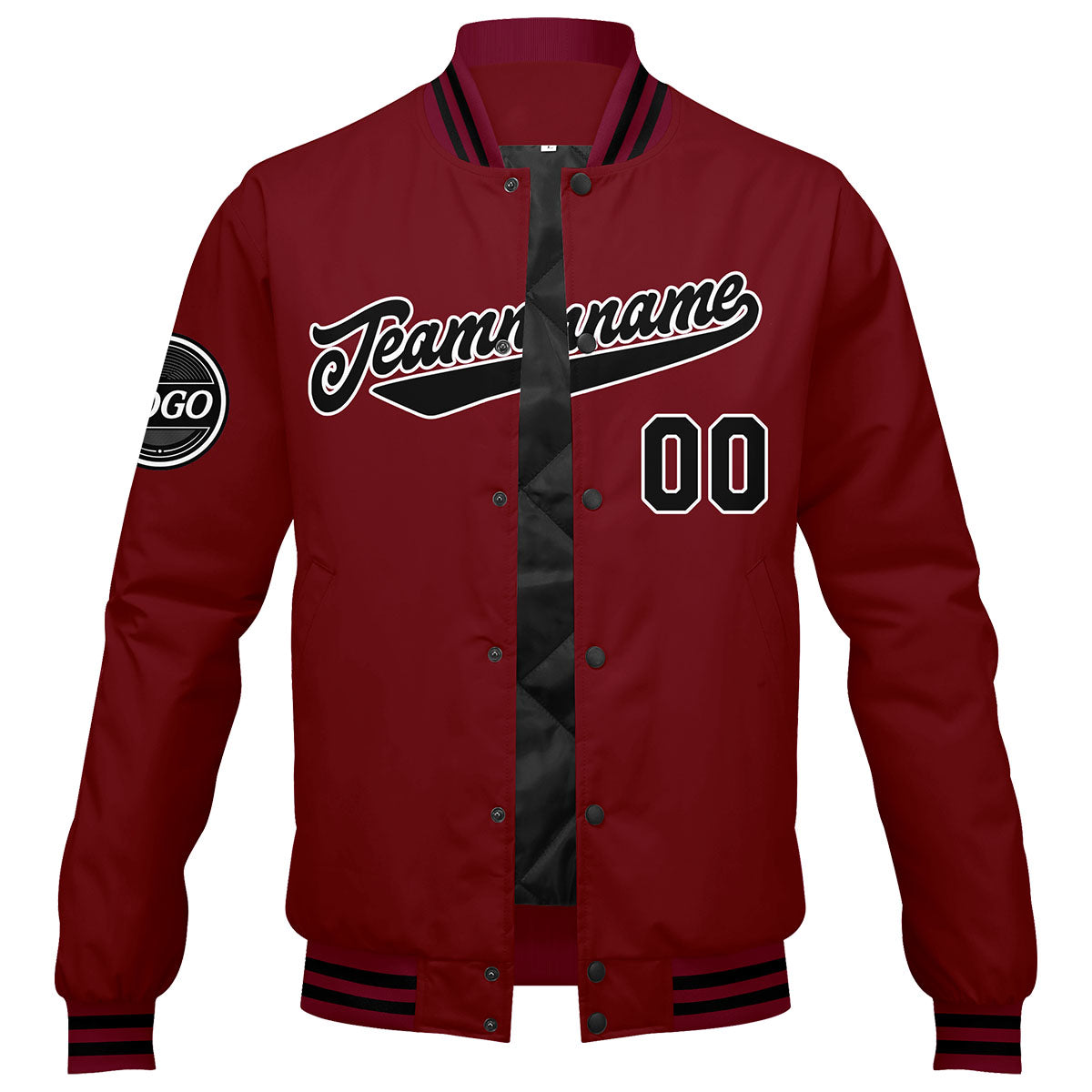 Chaqueta universitaria personalizada estilo Letterman para hombres-mujeres y jóvenes-color carmesí y negro