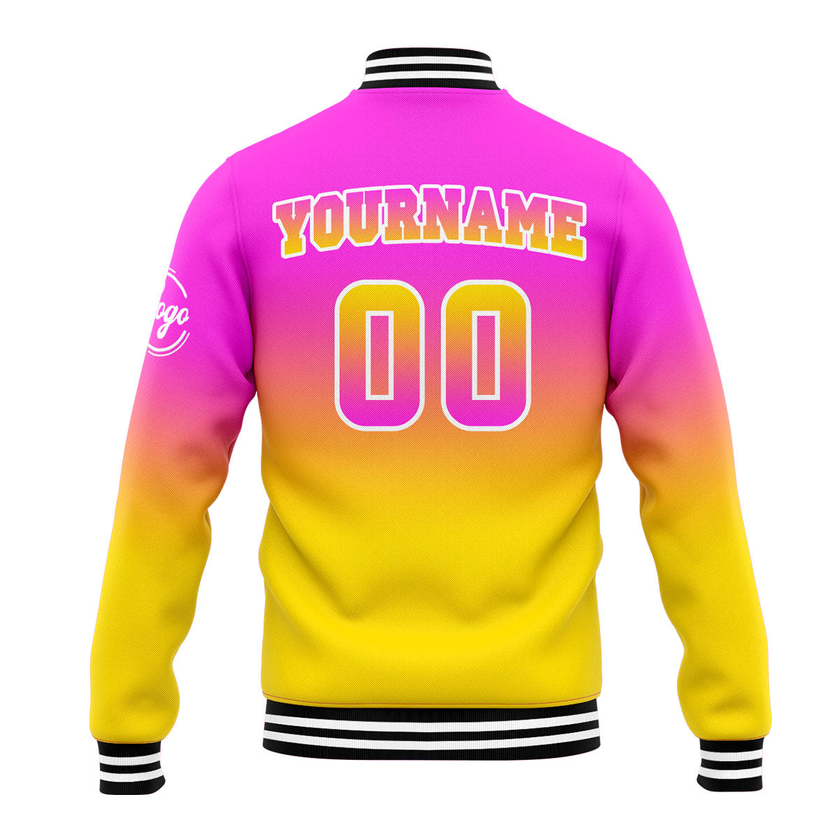 Chaqueta universitaria personalizada estilo Letterman para hombres-mujeres y jóvenes-color rosa y amarillo