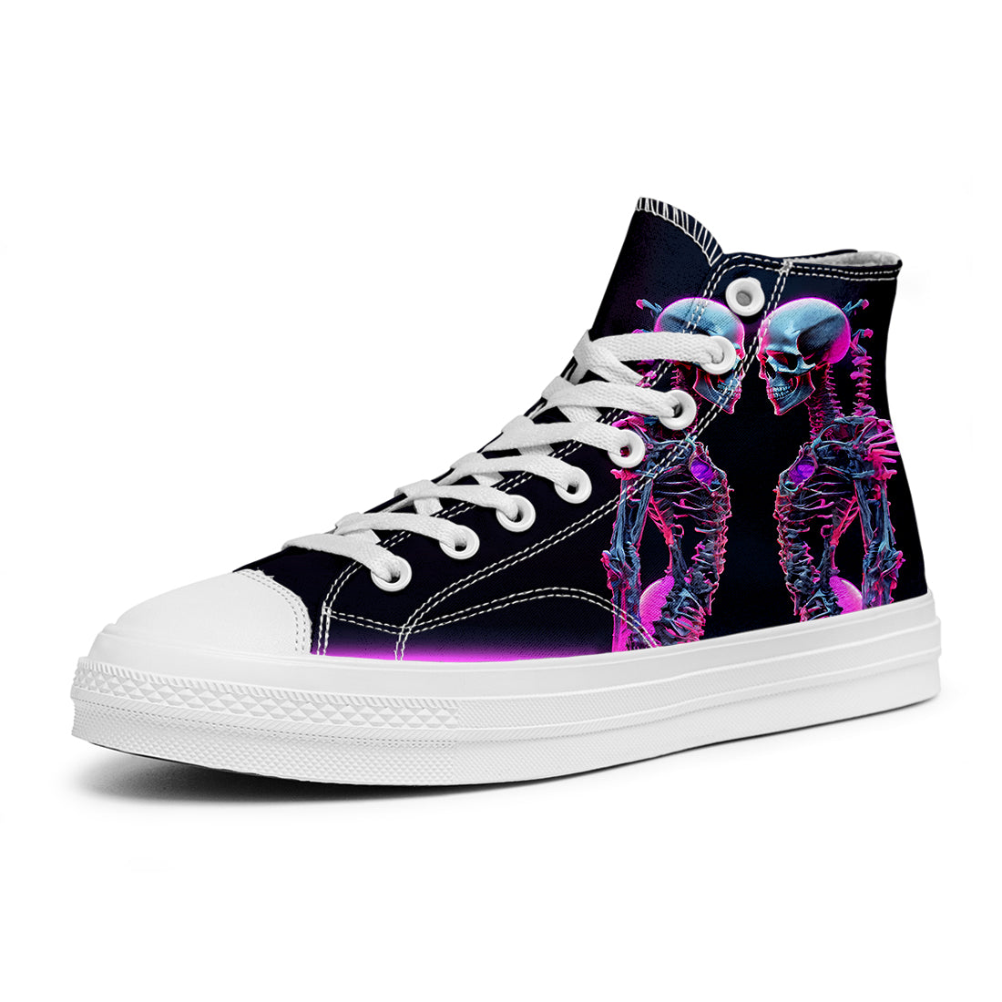 Resalta tu estilo con las zapatillas de lona de caña media Skeleton para hombre y mujer