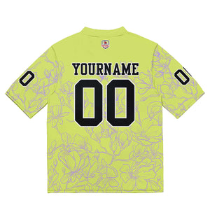 Camiseta de fútbol personalizada con nombre y número del equipo impresos y bordados en color amarillo