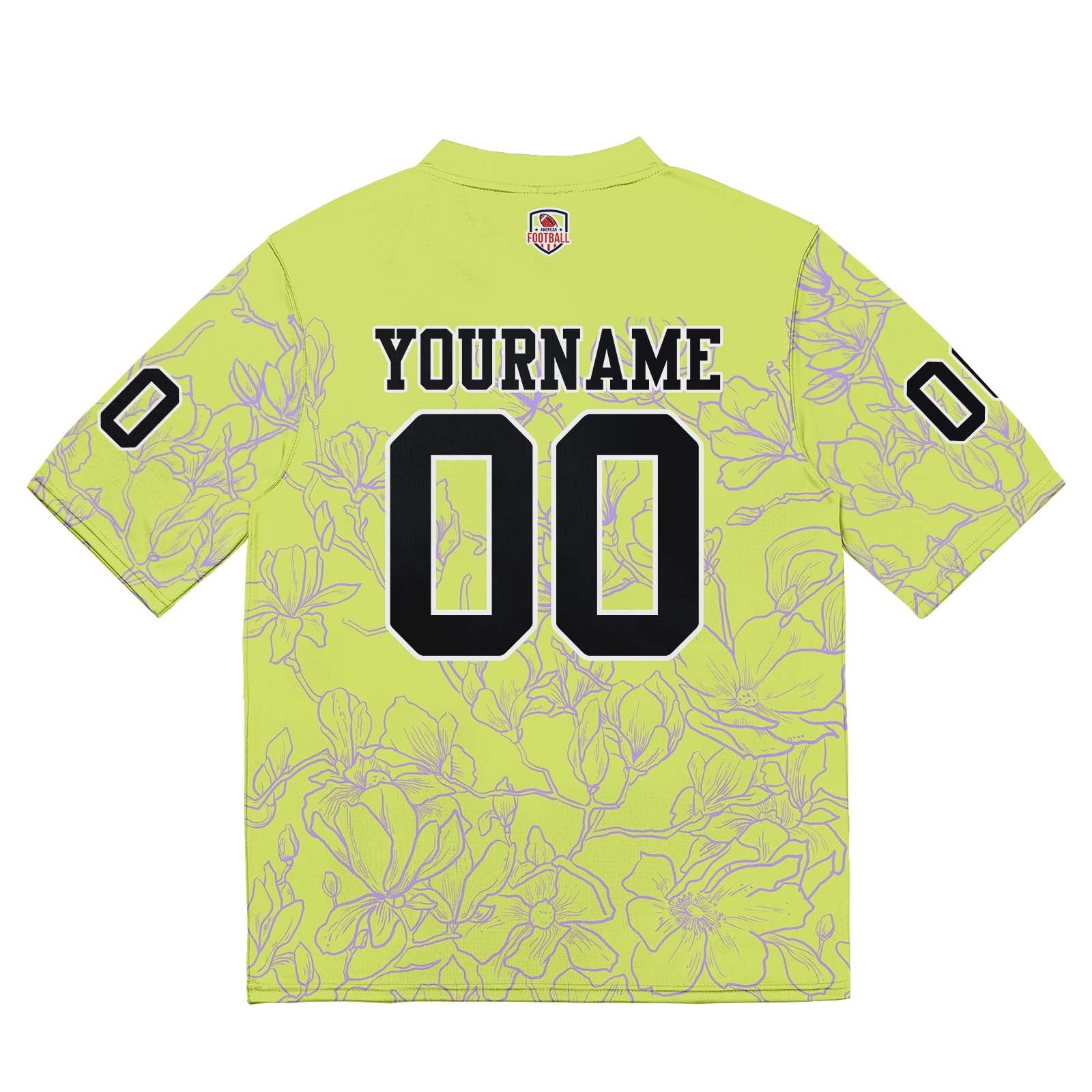 Camiseta de fútbol personalizada con nombre y número del equipo impresos y bordados en color amarillo