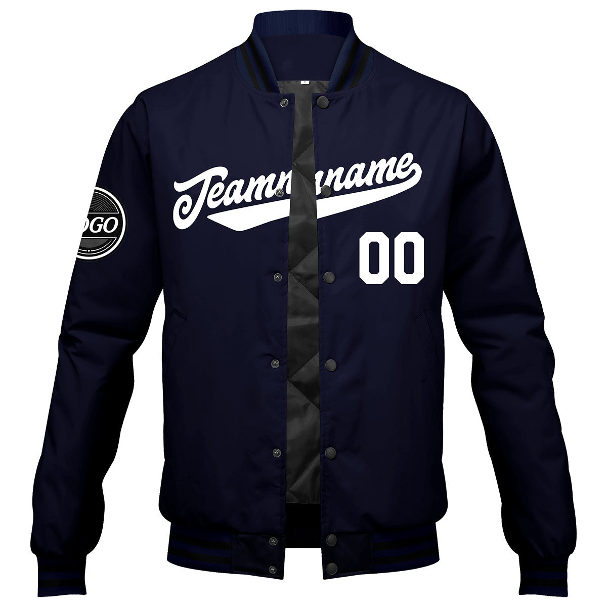 Chaqueta universitaria personalizada estilo Letterman para hombres-mujeres y jóvenes-color azul marino