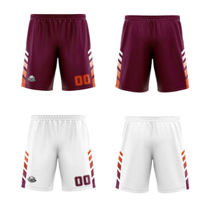 Traje de baloncesto reversible personalizado en burdeos-blanco y naranja para adultos y niños