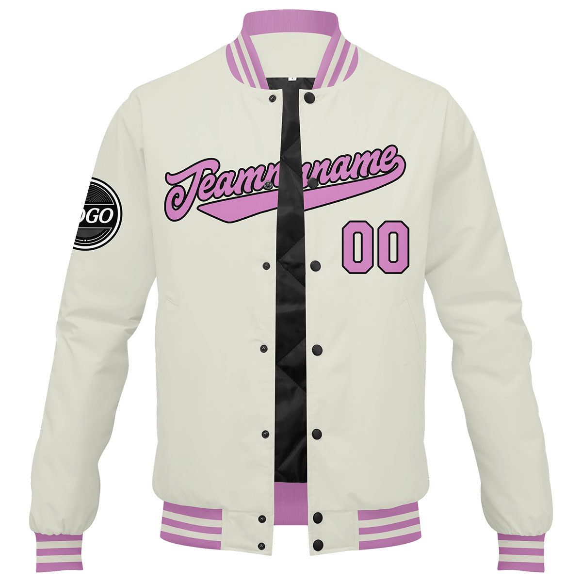 Chaqueta universitaria personalizada estilo Letterman para hombres-mujeres y jóvenes-color crema y rosa