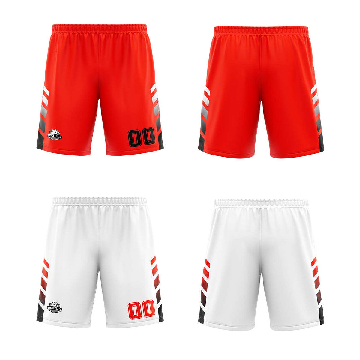 Traje de baloncesto reversible personalizado rojo-blanco y negro para adultos y niños