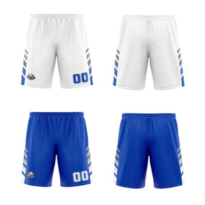 Traje de baloncesto reversible personalizado en blanco-azul y gris para adultos y niños