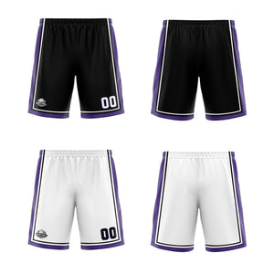 Traje de baloncesto reversible personalizado en negro-blanco y morado para adultos y niños