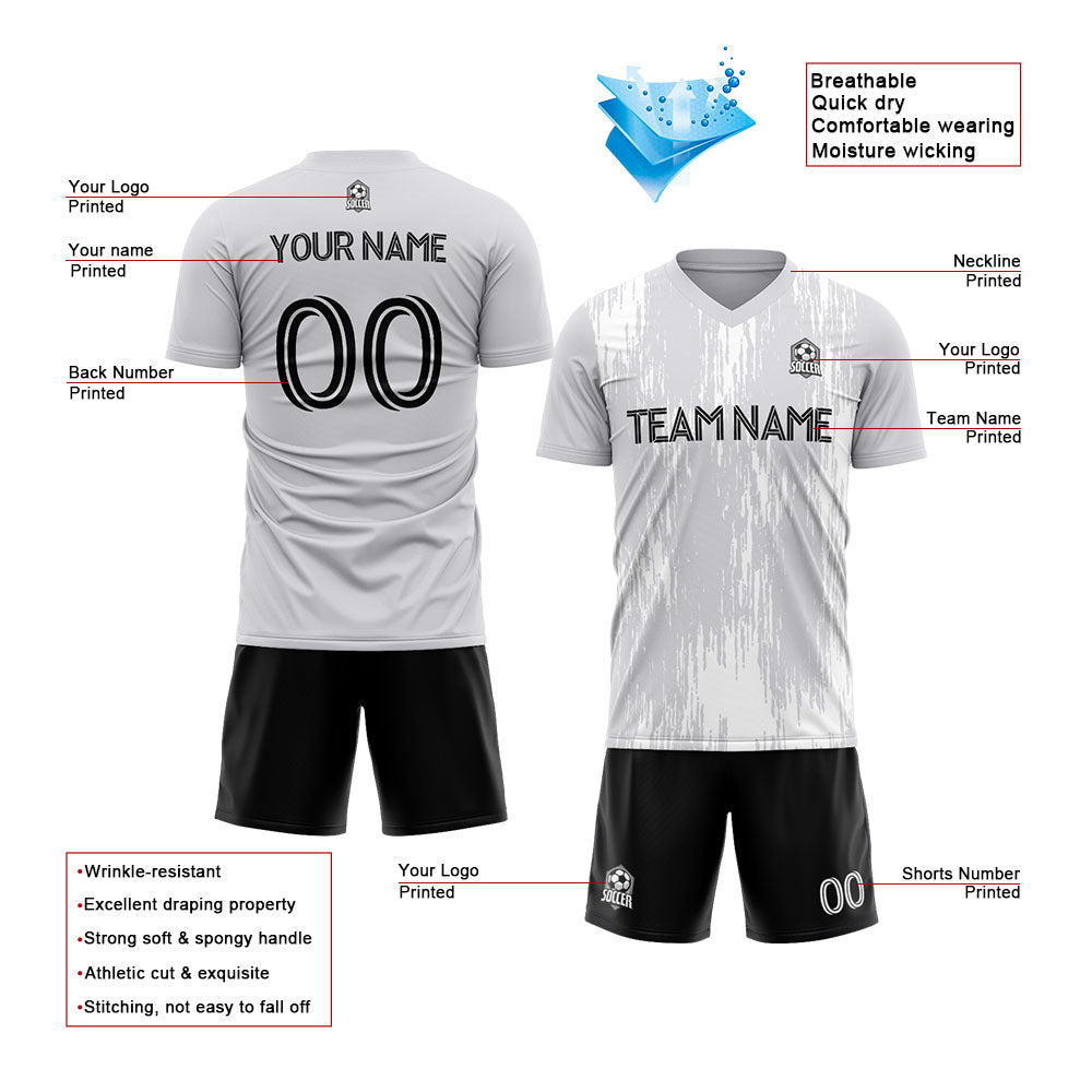 custom soccer uniform jersey kids adults personalized set jersey shirt gray