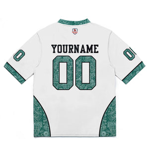 Camiseta de fútbol personalizada con nombre y número del equipo impresos y bordados-color blanco y verde