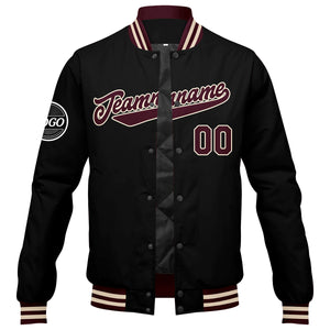 Chaqueta universitaria personalizada estilo Letterman para hombres-mujeres y jóvenes-color granate y negro