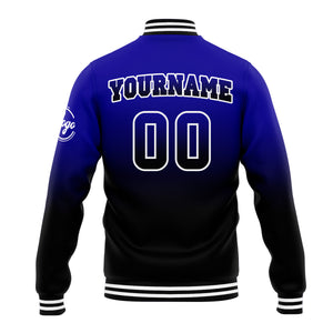 Chaqueta universitaria personalizada estilo Letterman para hombres-mujeres y jóvenes-color azul marino y negro