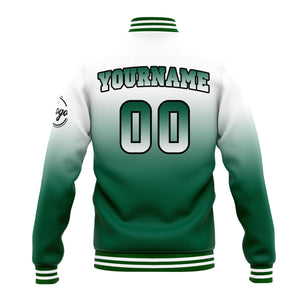 Chaqueta universitaria personalizada estilo Letterman para hombres-mujeres y jóvenes-color blanco y verde