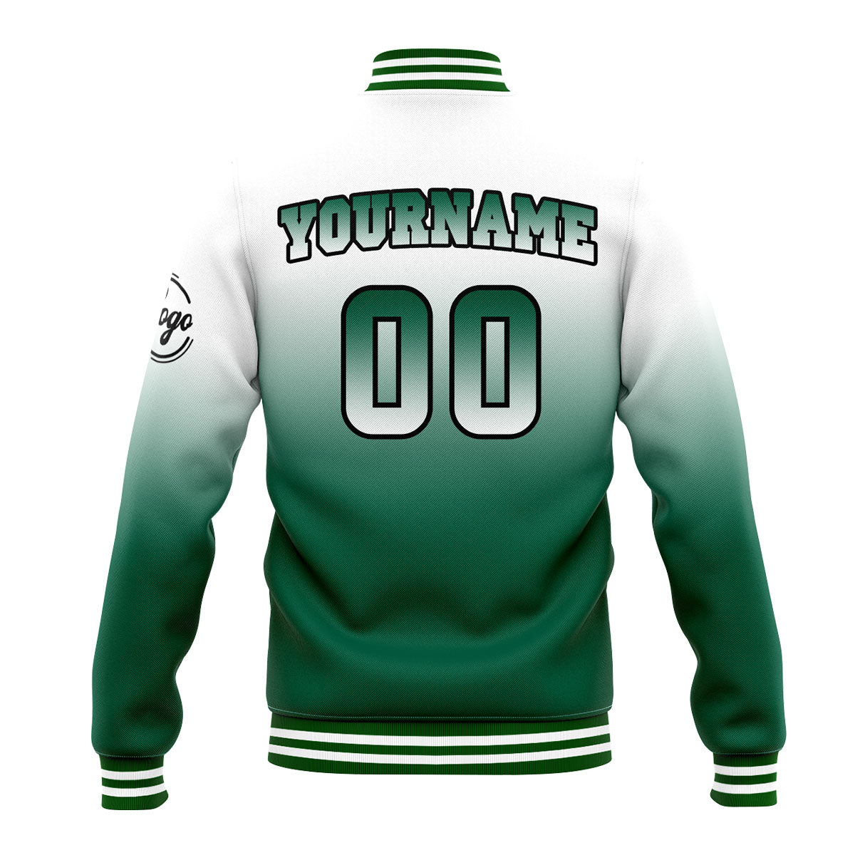 Chaqueta universitaria personalizada estilo Letterman para hombres-mujeres y jóvenes-color blanco y verde