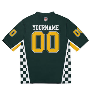 Camiseta de fútbol personalizada con nombre y número del equipo bordados-color verde y amarillo