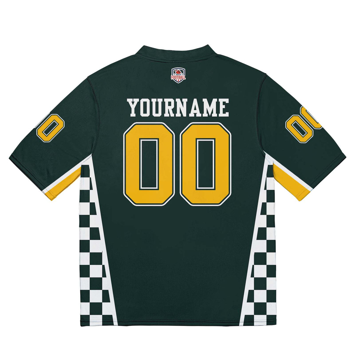 Camiseta de fútbol personalizada con nombre y número del equipo bordados-color verde y amarillo