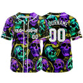 Camiseta de béisbol personalizada para hombres mujeres ni?os y jóvenes con bordados e impresión en amarillo y morado