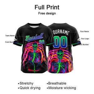 Camiseta de béisbol personalizada para hombres mujeres ni?os y jóvenes con bordados e impresión en verde y azul