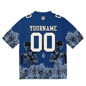 Camiseta de fútbol personalizada con nombre y número del equipo impresos y bordados-color azul