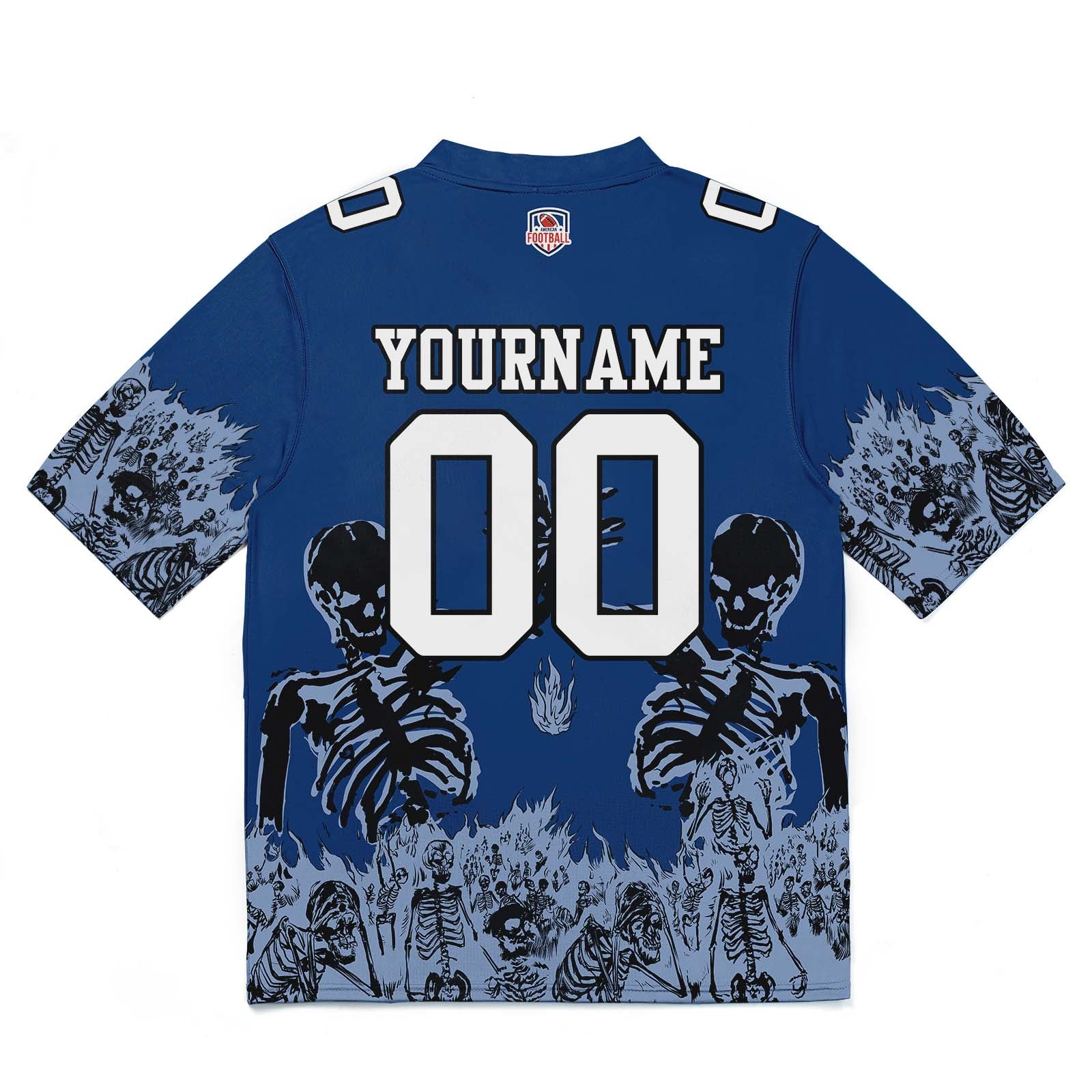 Camiseta de fútbol personalizada con nombre y número del equipo impresos y bordados-color azul